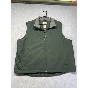 L.L. Bean Men's XXL Green Full Zip Stand-Up Collar Vest Casual Mid-Length